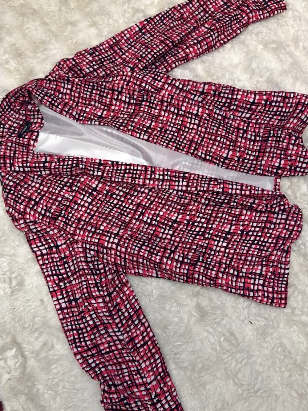 Elementz Pink Black Grid Open-Front Blazer